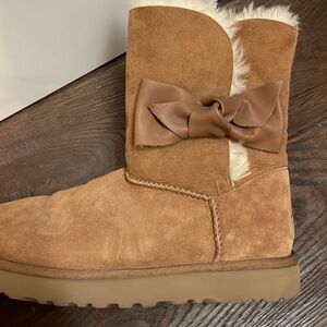 Cozy Tan Boots with Bow Detail